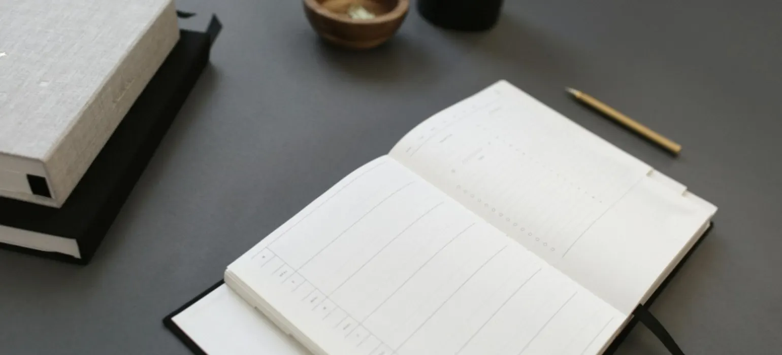 Opened white notebook