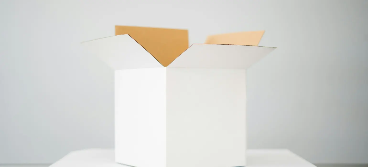 White box on white table