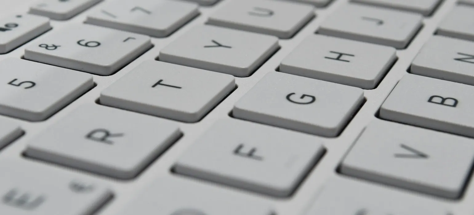 Close-up of a white computer keyboard