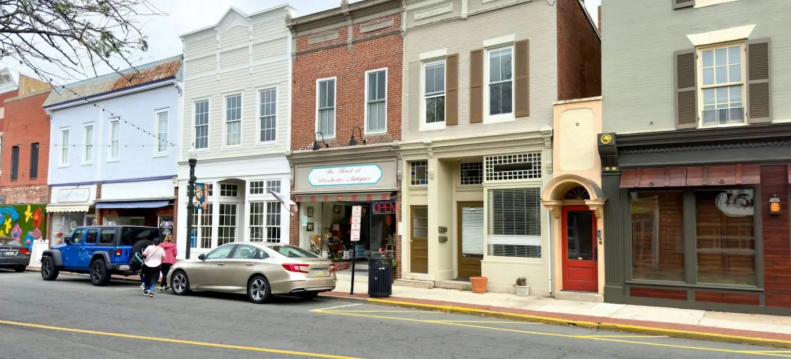 A row of buildings on a city street