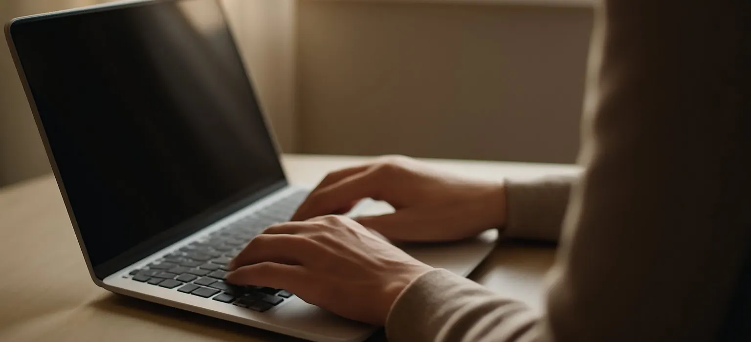 A closed laptop on a desk beside a window with soft afternoon light