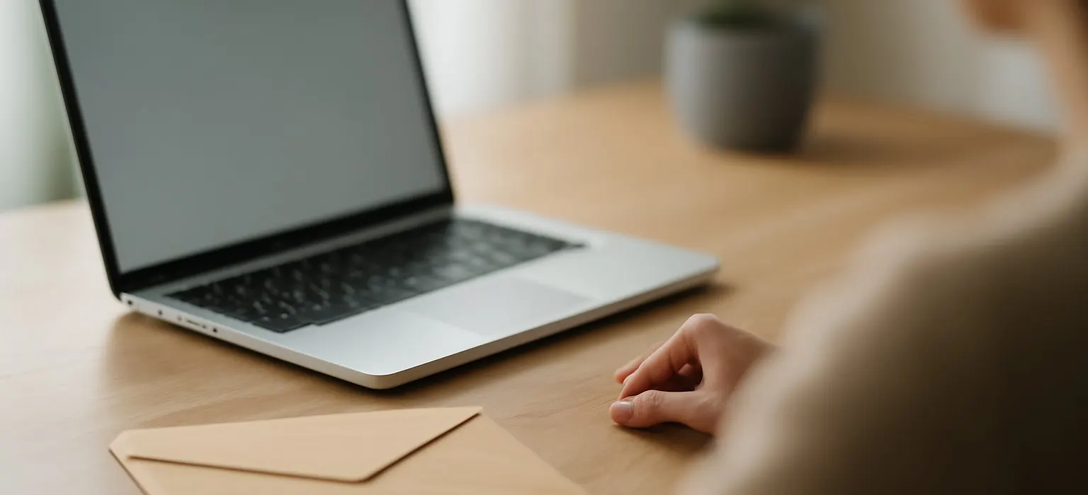 A blank paper invoice and a pen resting on a tidy office desk