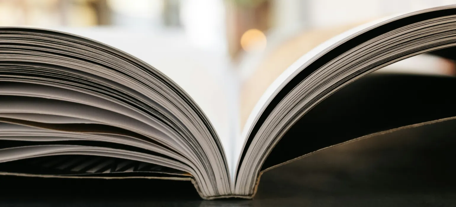 Open book with its pages fanned out