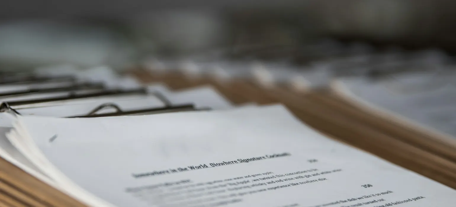 Printed documents on clipboards