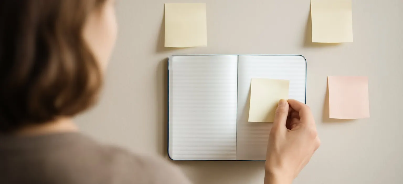 Colorful sticky notes grouped into clusters on a white office wall