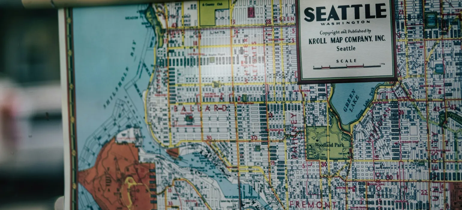 A map of the city of seattle on display