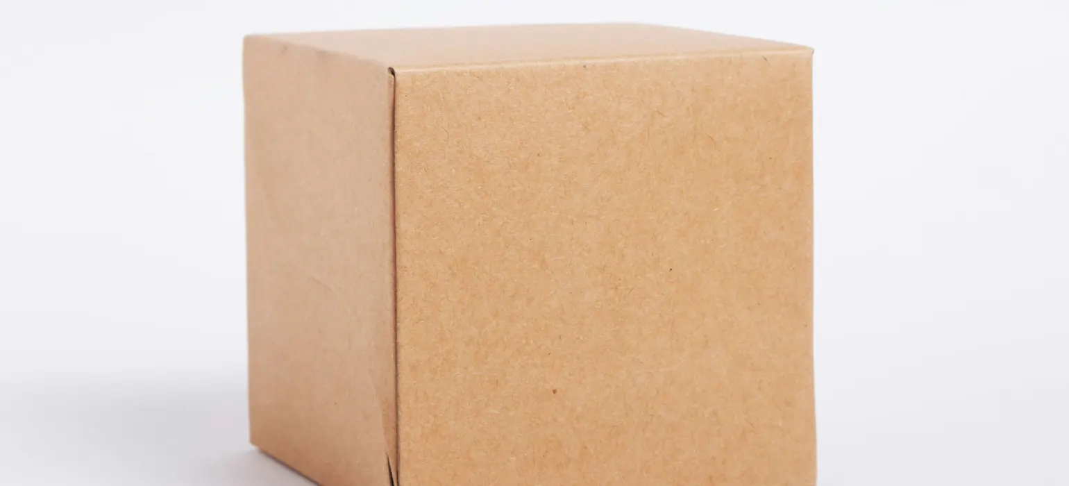 A brown box with a white background